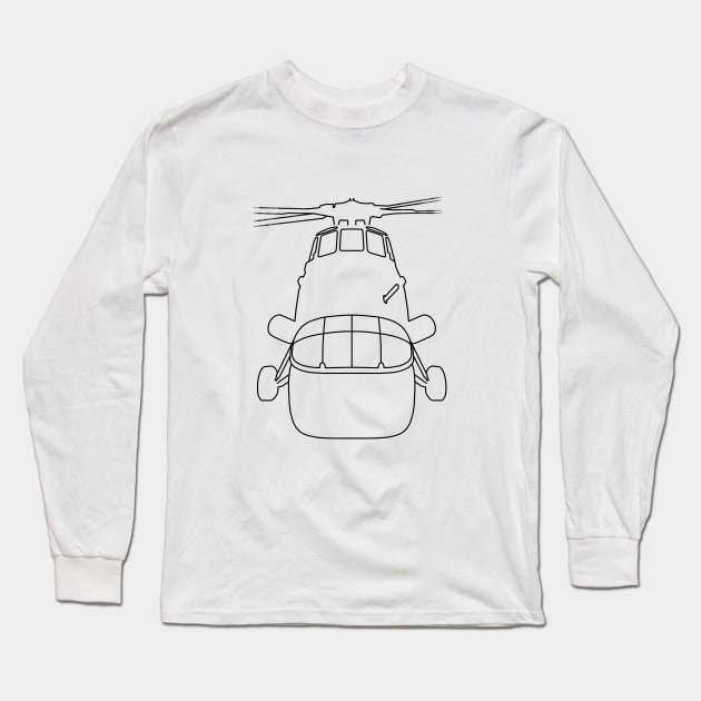 Wessex helicopter outline graphic (black) Long Sleeve T-Shirt by soitwouldseem